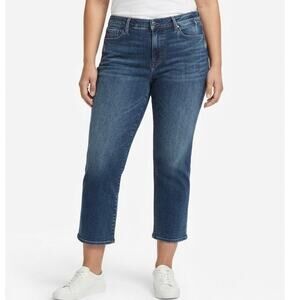 DKNY Jeans Mid Rise Dark Acid Wash Straight Leg Ankle Jeans 26" Inseam Size 14
